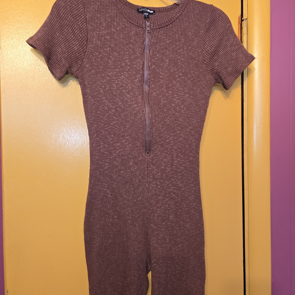 Women's Ribbed One Piece in Brown